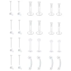 Clear Earrings Plastic Earrings for Sports 16g Cartilage Stud Helix Tragus Piercing Lip Rings Labret Retainers for Work Surgery