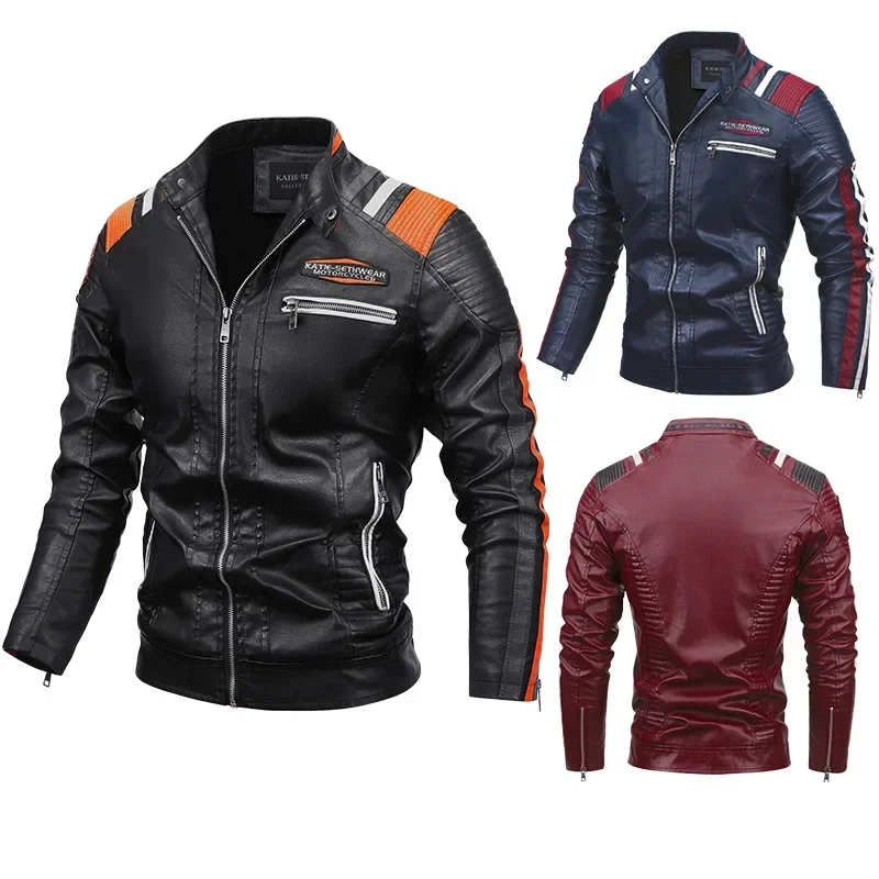 Hot Sales Fleece-lined Warm Men's Motorcycle Pu Leather Jacket Direct Manufacturer Flight Jacket Logo Printing Option