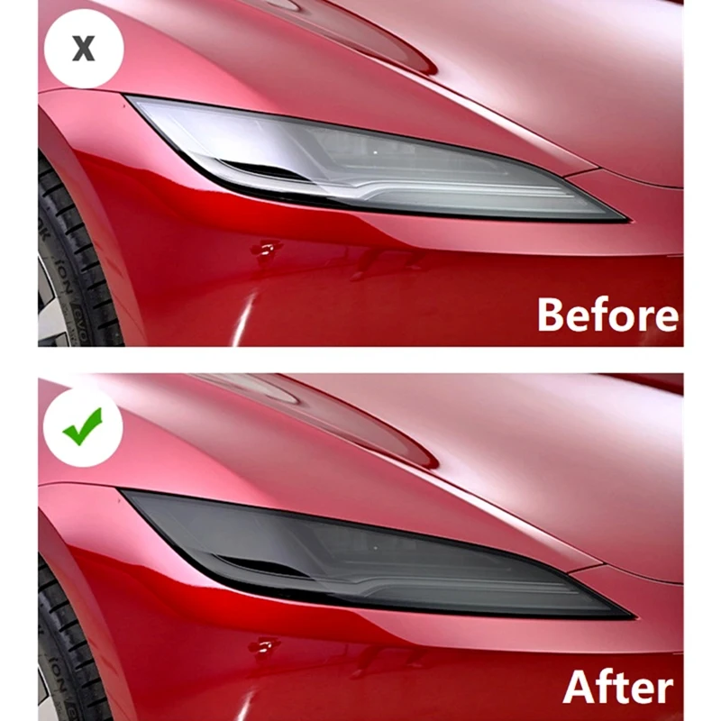 For Tesla Model 3 Highland 2024 Headlight Protective Film TPU Head Light Lamp Cover Sticker Trim Car Replacement Smoked Black