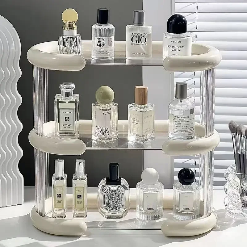 2/3-Tier Acrylic Makeup Shelf Stylish Perfume Storage Display Rack Spice Rack Organizer for Kitchen Makeup Organizer for Vanity