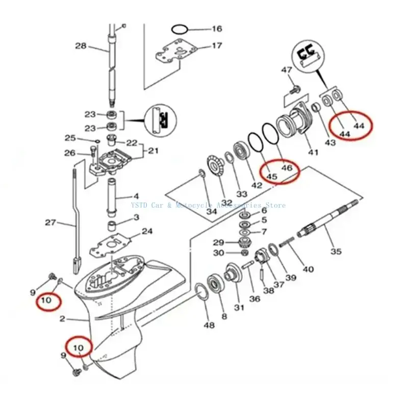 L5BC Marine Oil Seal 93101-17054 for Lower Unit Maintenance, 8 Piece Oil Seal and Gasket Set with Listed References for