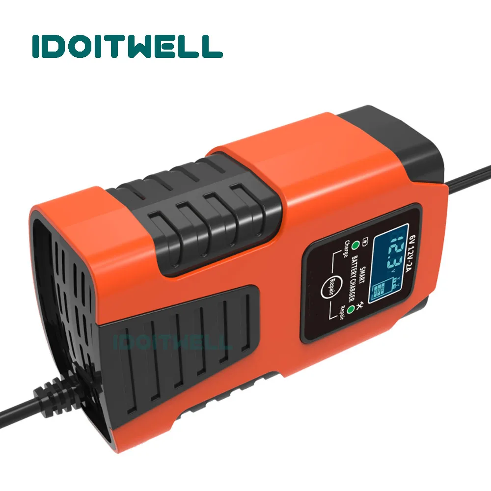 Новейшее зарядное устройство для мотоциклетных аккумуляторов 6 В 12 В 2 А, универсальное автоматическое импульсное зарядное устройство для свинцово-кислотных аккумуляторов 6 В 12 В
