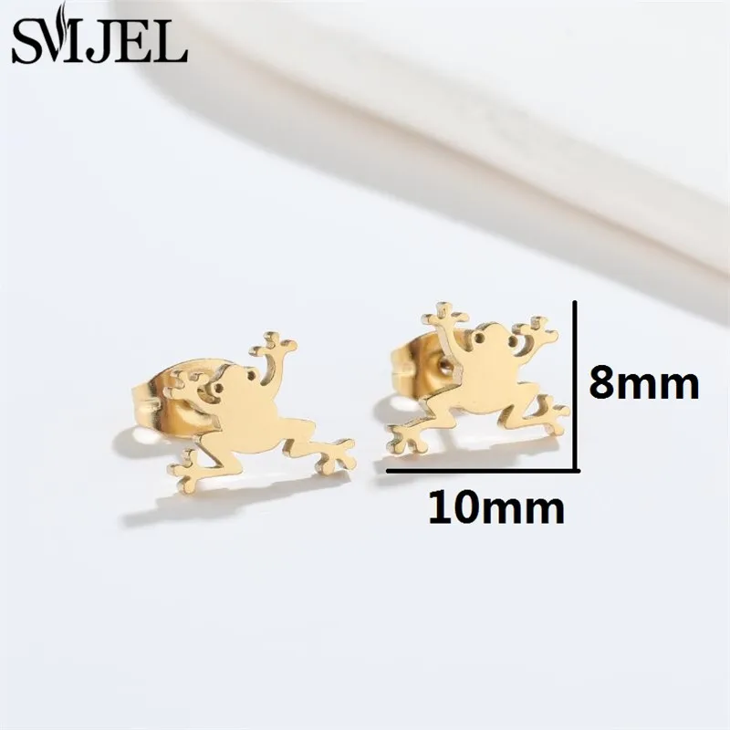 Retro Cartoon Frog Earrings for Women Girls Party Gift Gothic Animal Pirecing Stud Earring Female Stainless Steel Jewelry