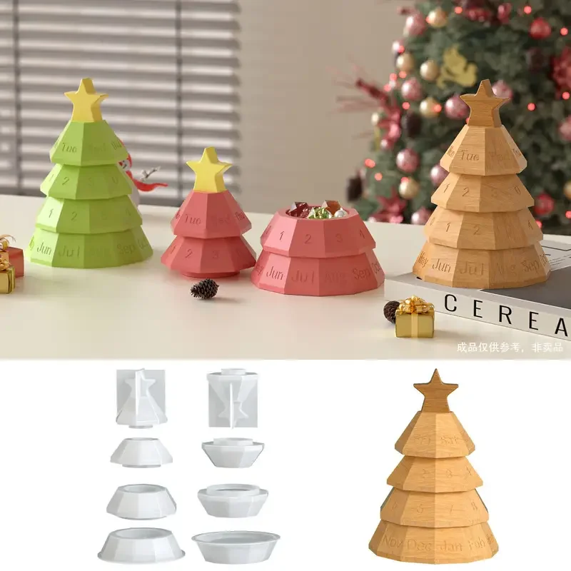 

4 шт., вечный календарь, штабелируемый ящик для хранения рождественской елки, силиконовая форма для изготовления свечей, рождественских поделок, праздничных украшений