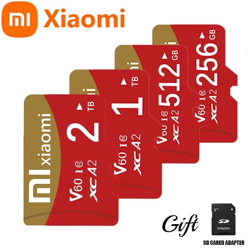 Xiaomi High Speed C10 U3 Memory Card 1TB 2TB V60 Micro TF SD Card 128GB 256GB 512GB TF Card For Camera Surveillance Devices