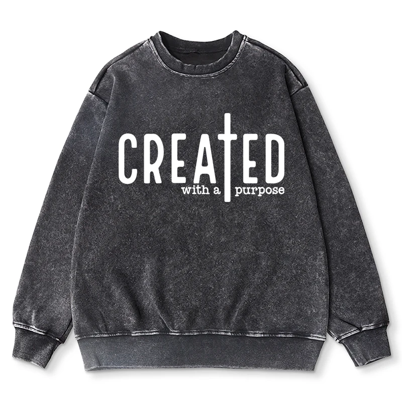 

Created With A Purpose Hoody Women Street Casual Versatile Sweatshirt Autumn Oversize Daily Washed Hoodies Simple Female Top