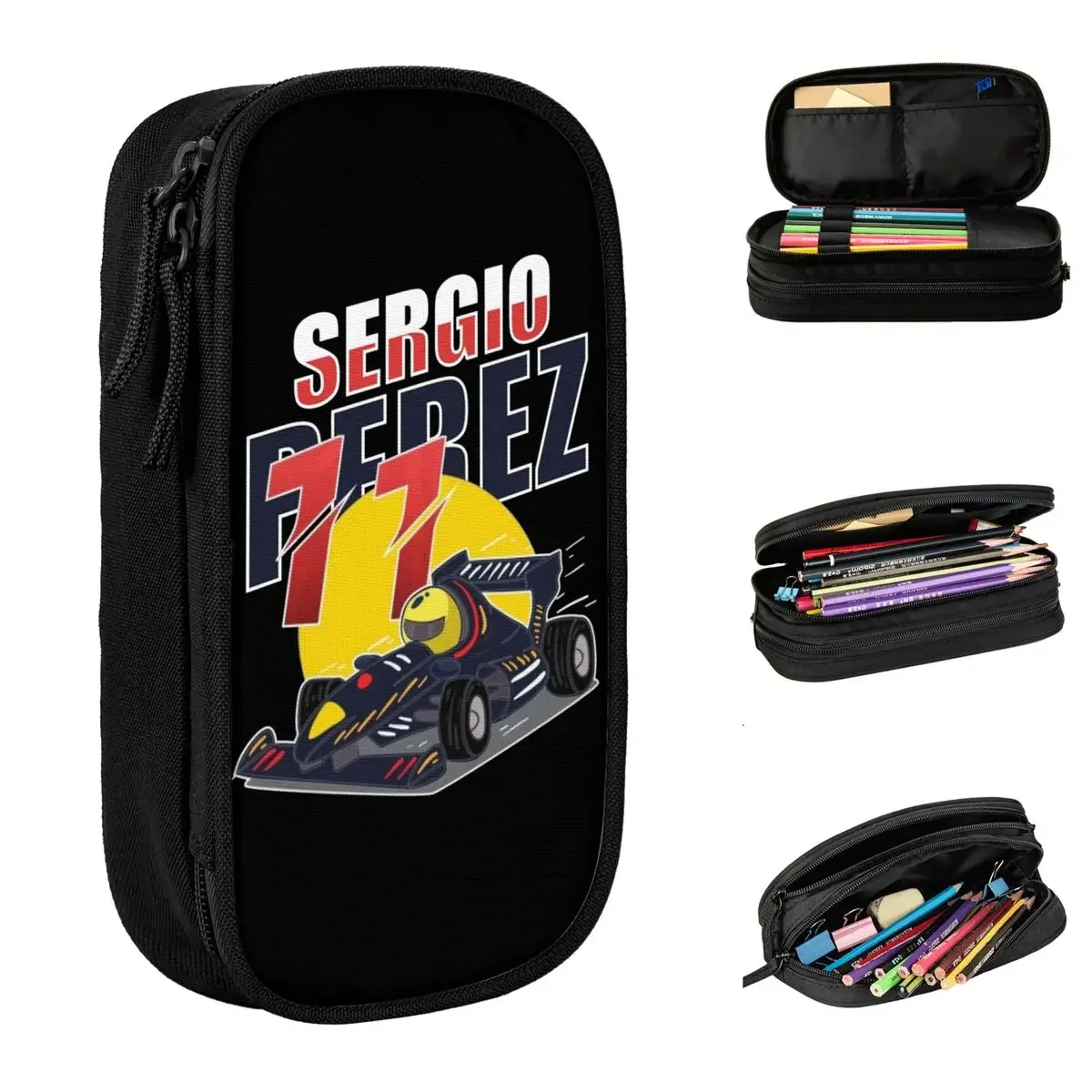 Classic Sergio Perez Motorsports Racing Pencil Cases Car Team Pencilcases Pen Kids Storage Pencil Bags School Supplies Zipper