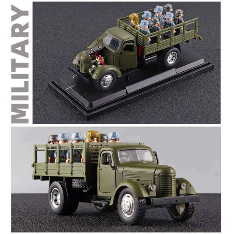 

1/24 CA10 Alloy Tactical Truck Armored Car Model Diecast Military Personnel Carrier Transport Vehicle Model Sound Light Kid Gift