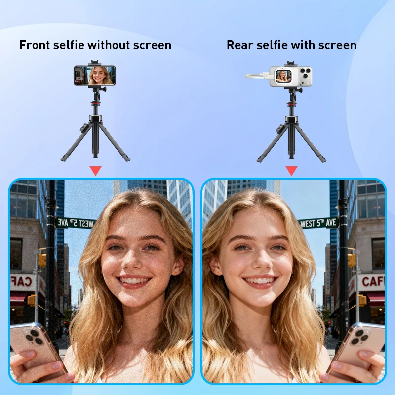 Phone Vlog Selfie Monitor Screen Phone Holder Clip Mount Rear Camera Selfies Vlogging Live Selfie Screen Compatible FOR iPhone view 3