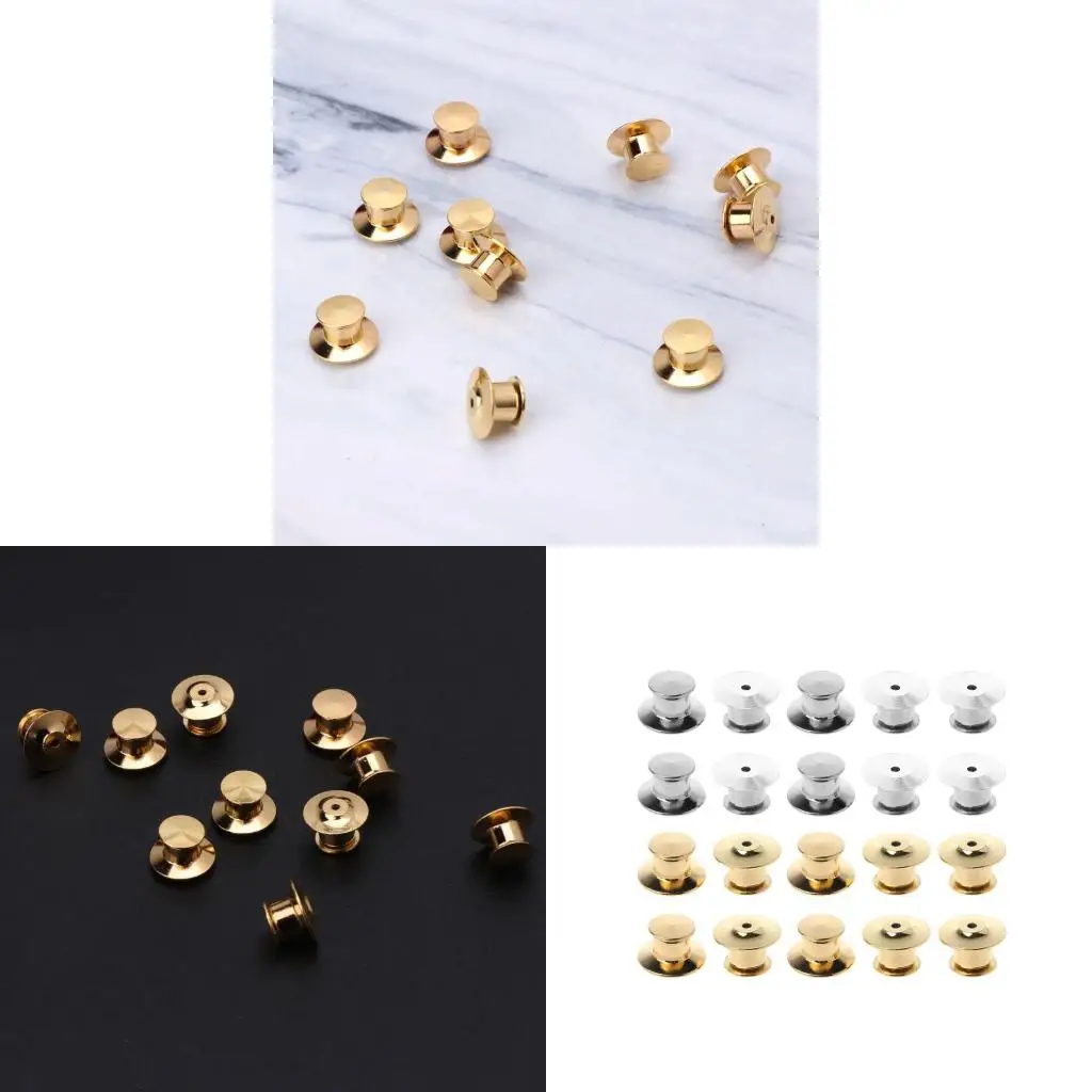 

10 Pcs/Set Metal Pin Backs Locking Clasps for Uniform Badge Golden/Silver Color