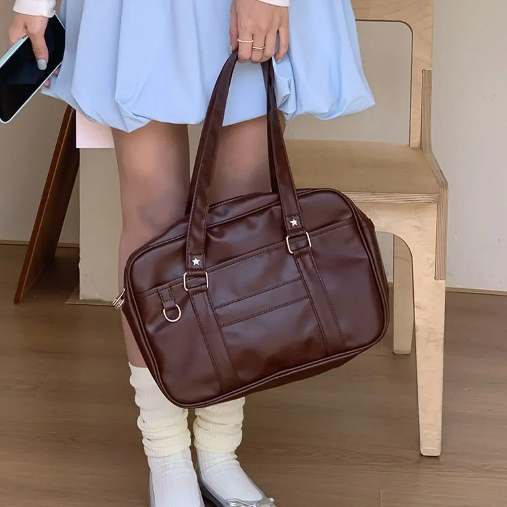 المحمولة بو الجلود JK موحدة حقيبة الكورية نمط بلون Preppy نمط حقيبة كتف التنقل الرجعية حقيبة يد مدرسية التسوق