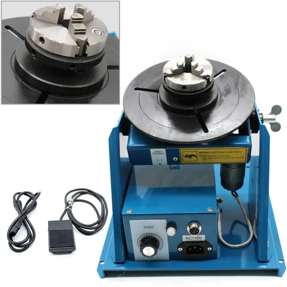 

110V Rotary Welding Positioner Turntable Table Mini 2.5" 3 Jaw Lathe Chuck 180mm Portable Welder Positioner Turntable Machine