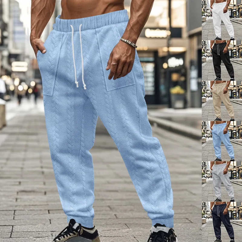 

Autumn Winter New Jacquard Men's Loose Fit Jogger Pants Men's Cuffed Sweatpants Trousers