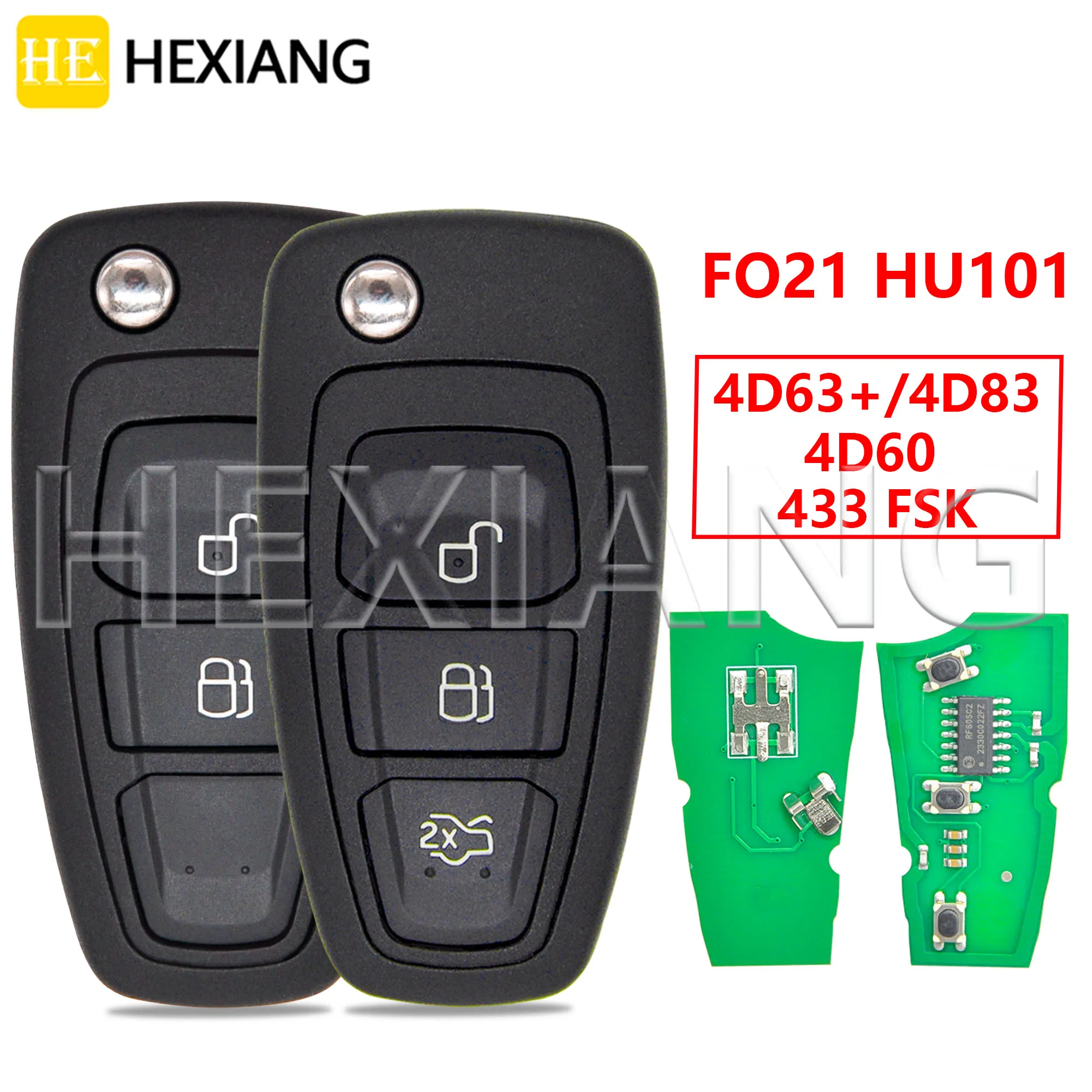 HE 5WK50165 5WK50166 5WK50168 4D63+/4D83Chip 433FSK HU101/FO21 Car Remote Key For Ford Kuga C-Max Focus Fiesta Mondeo Galaxy