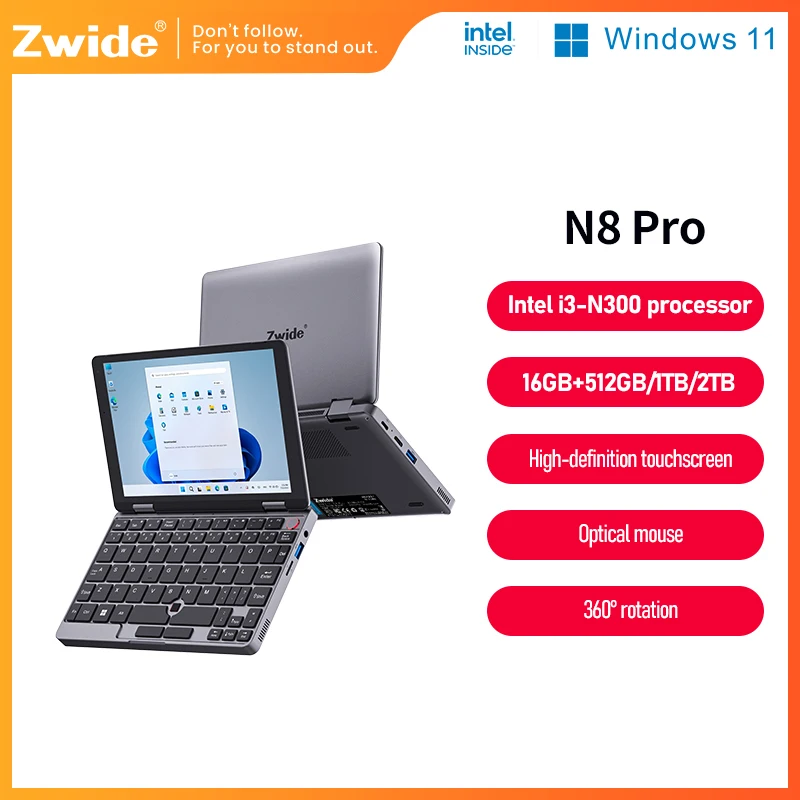 Zwide N8 Pro Mini Laptop 8-inch touch screen two-in-one convenient pocket business trip business office entertainment