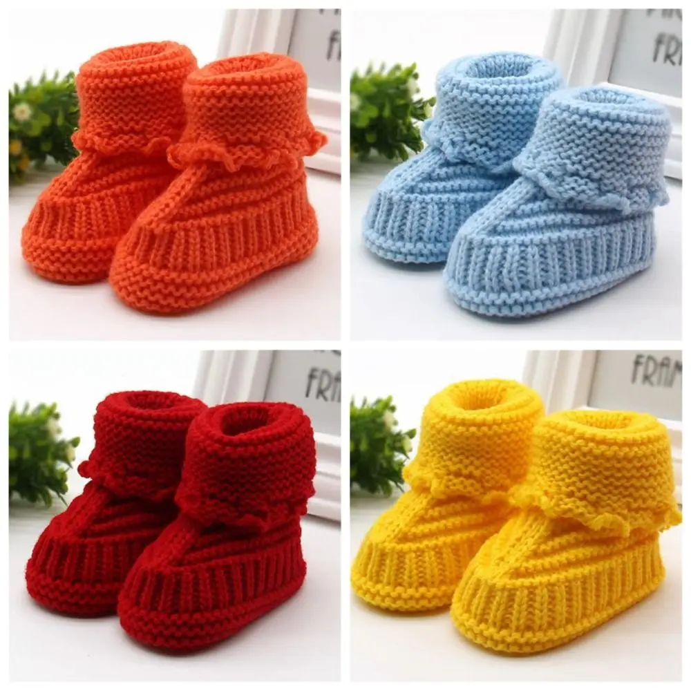 

New Handmade Baby Booties Soft Knit Comfortable Crib Shoes Durable Multipurpose Toddler Warm Shoes