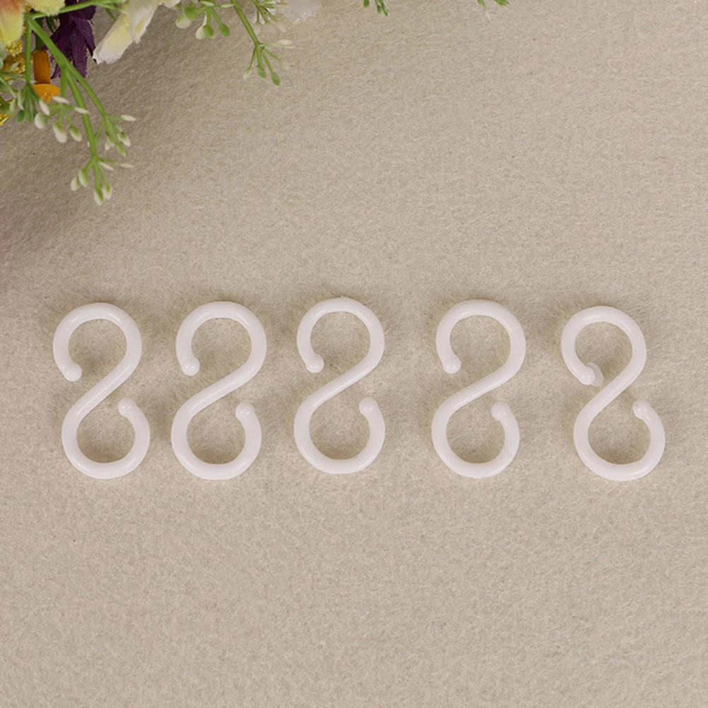 100pcs S Hooks Hanging Mini Plastic White S Shaped Utensils Clothes Towel Spoon Hangers Racks Hooks for Kitchen Bathroom