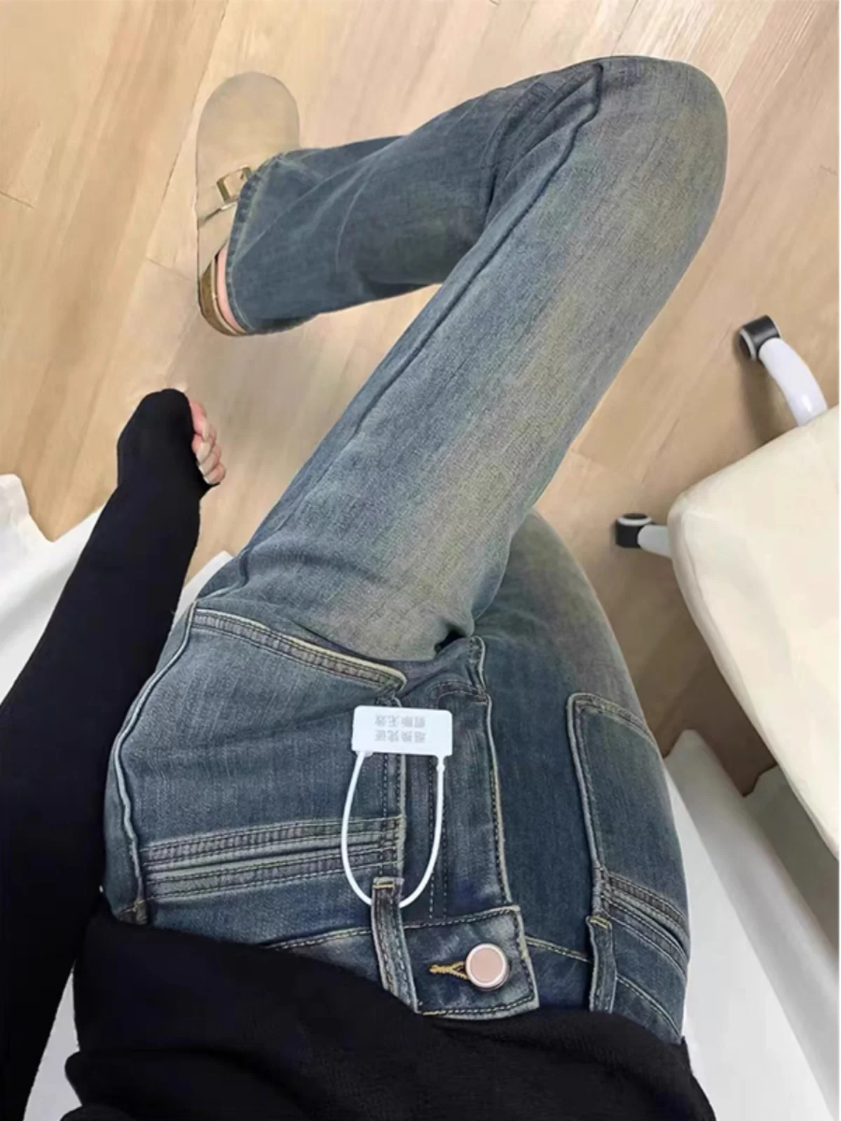 

High Waist Fleece Lined Flare Jeans Women plus Size Bootcut Pants Cotton Stretch Denim Ankle Length Bootcut Jeans Flared Jeans