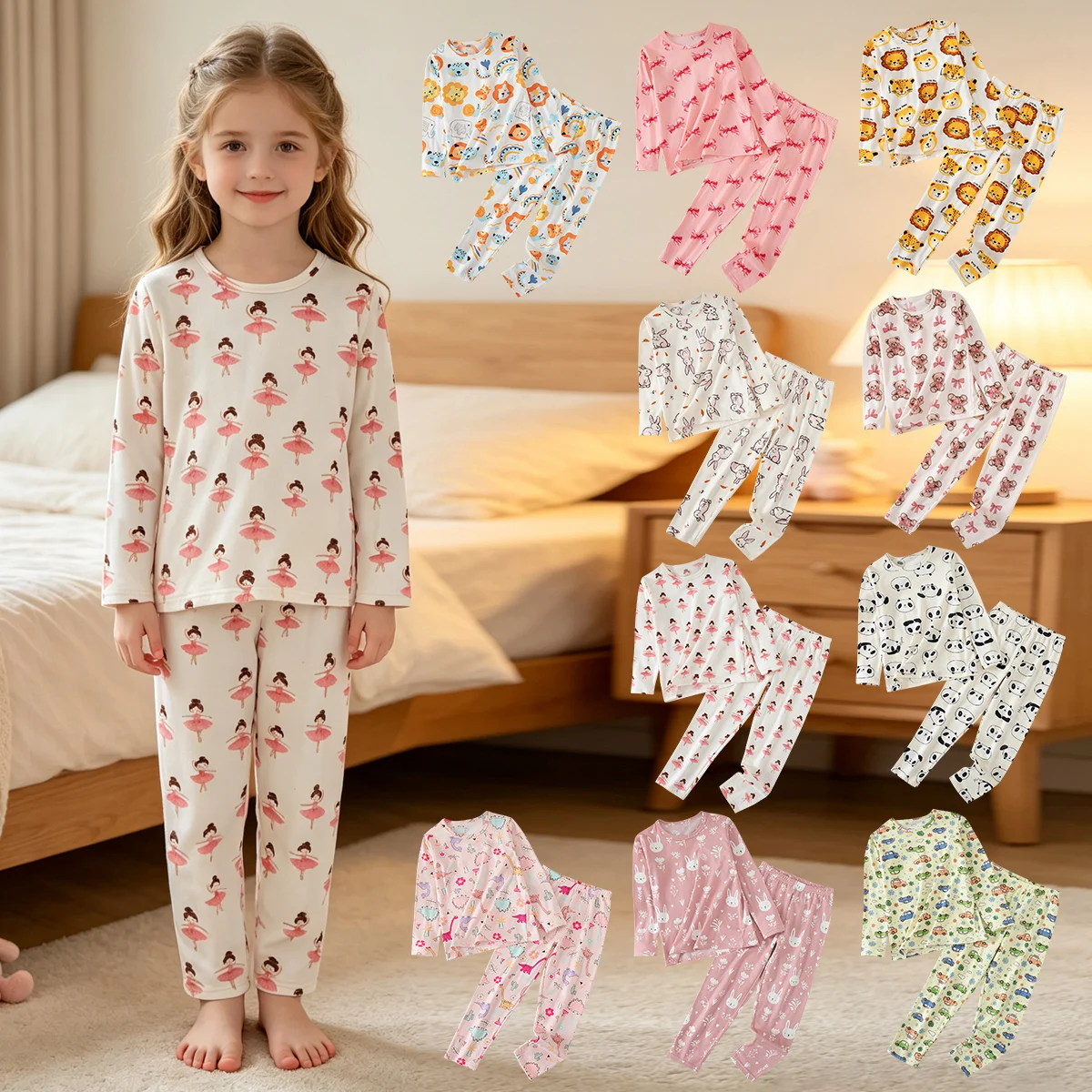 2-teiliges Herbst-/Winter-Set für Kinder, warm, mehrfarbig, mit niedlichem Cartoon-Muster, lässig, für den täglichen Gebrauch zu Hause, geeignet für Jungen und Mädchen, trendig. – Detail 14