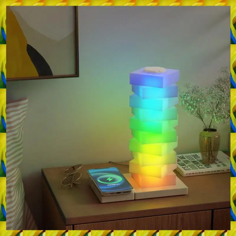 

WFF RGB настольная лампа с беспроводной сменной сенсорной настольной лампой для прикроватного ночника, градиентное украшение для домашней атмосферы