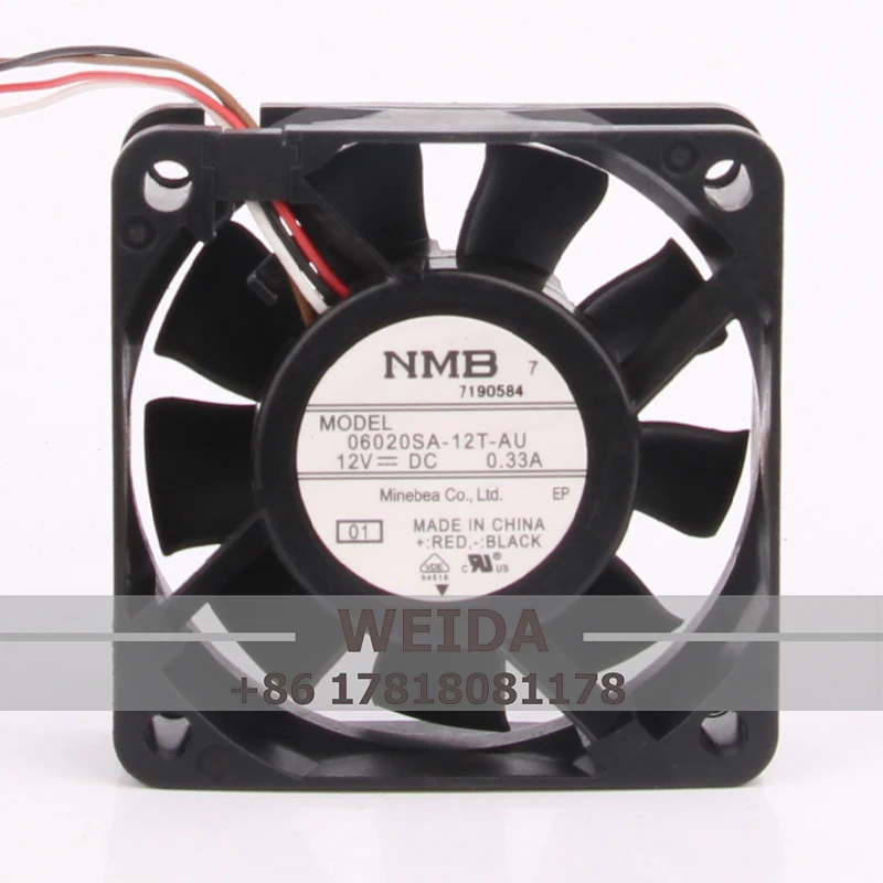 

Case Cooling Fan for NMB 06020SA-12T-AU 60*60*25MM 0.33A 12V 4-wire temperature control high airflow dual ball cooling fan