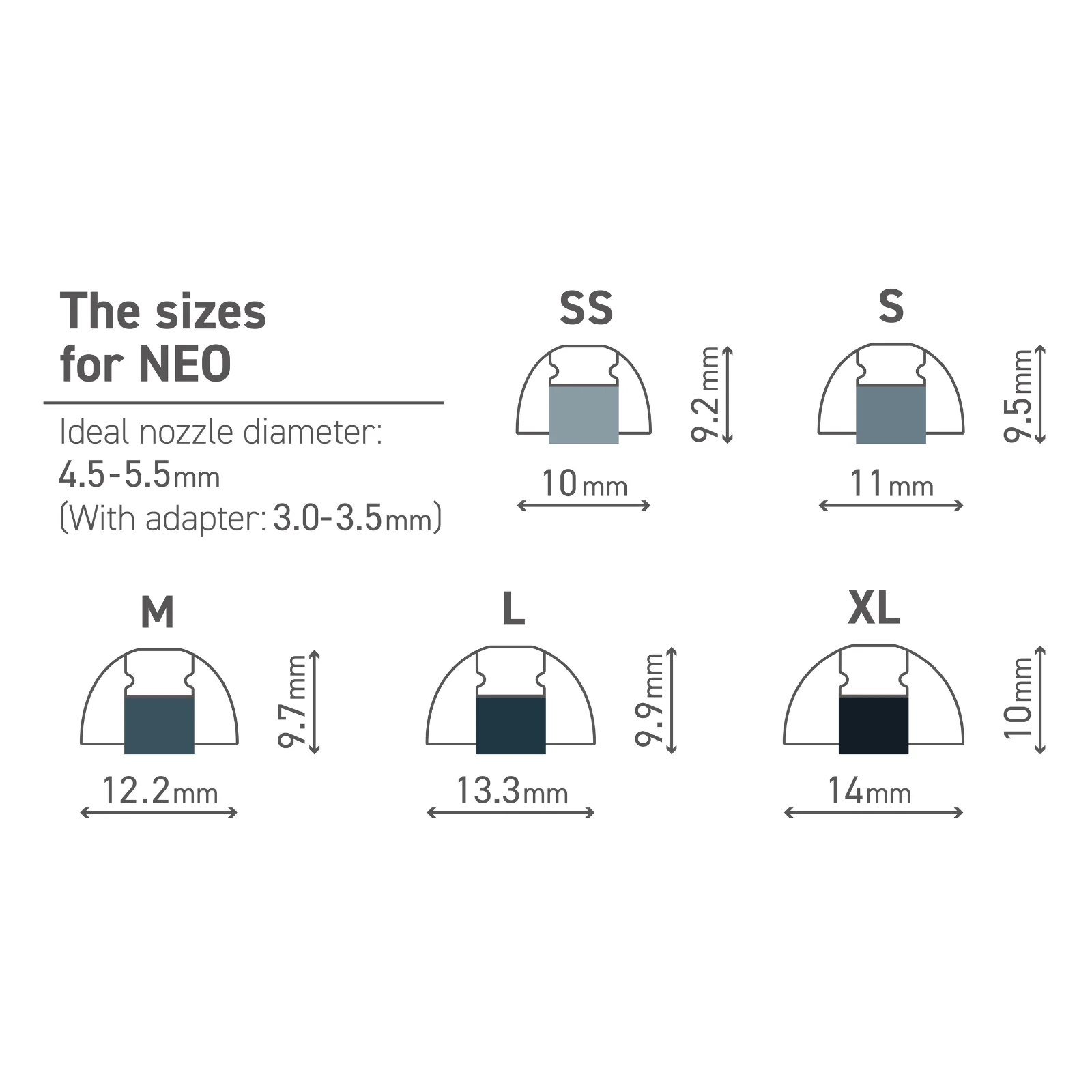 SpinFit Neo Premium Silicone Eartips 3D Axis Tech Silicone