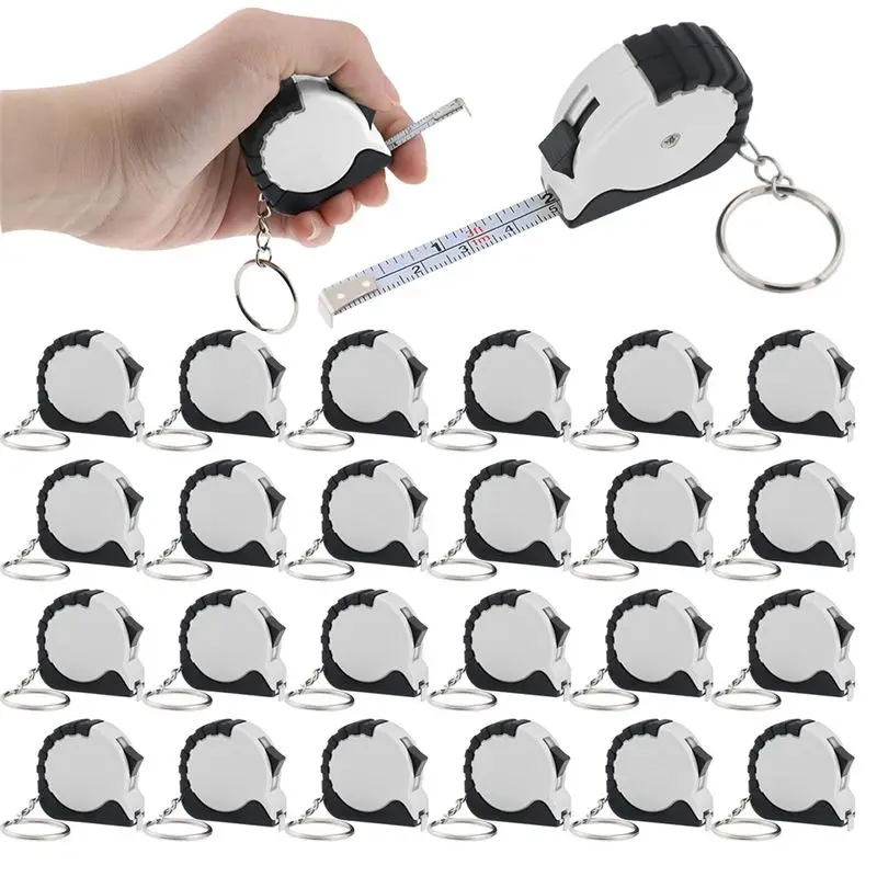 EYFL-Mini Tape Measure Keychain Set, 3 Ft Retractable, 24 Pieces, Pocket Size With Lock