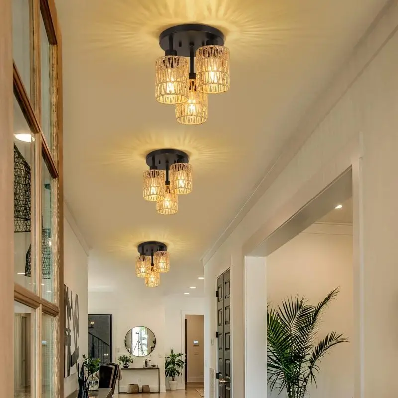 فلوش جبل 3 أضواء الروطان تركيب المصابيح تصميم فريد تطبيق واسع E26 قاعدة يعتم وظيفة حجم المصباح سهلة التركيب #5