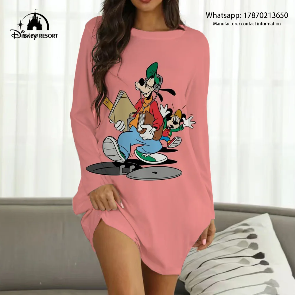 New Mickey and Minnie Cartoon Print 2022 Fall Disney Brand Boho Fashion Casual Sexy Party Ladies Homewear