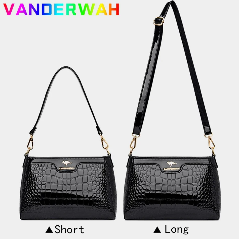 Luxury Crocodile Patent Leather Shoulder Crossbody Bag for Women 2024 Designer Handbag and Purse Female Small Phone Sac A Main