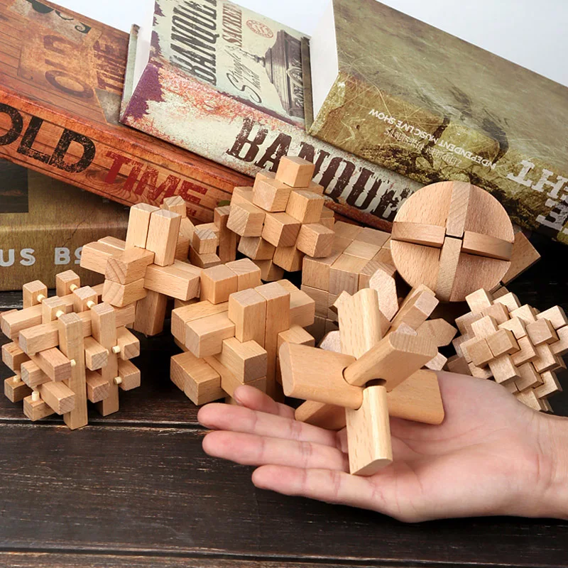 Lu Ban Puzzle Holz Gehirn Spielzeug IQ Spiele Kinder Und Erwachsene Casse Tete Rompecabezas 3D De Madera Juegos De Inteligencia – Detail 4