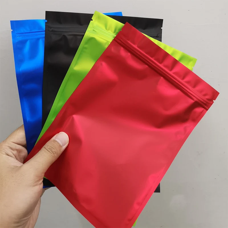 Matte Black Green Blue Heat Sealing Aluminum Foil Zip Lock Mylar Bag Small Flat Pouches Gift Food Candy Plastic Package Bags