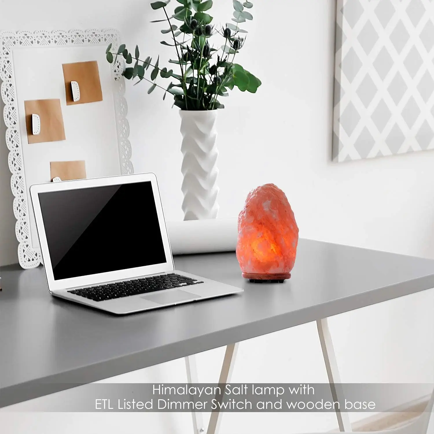 Lampada di sale naturale dell'Himalaya intagliata a mano, confezione da 2 bagliore arancione ambrato per il relax