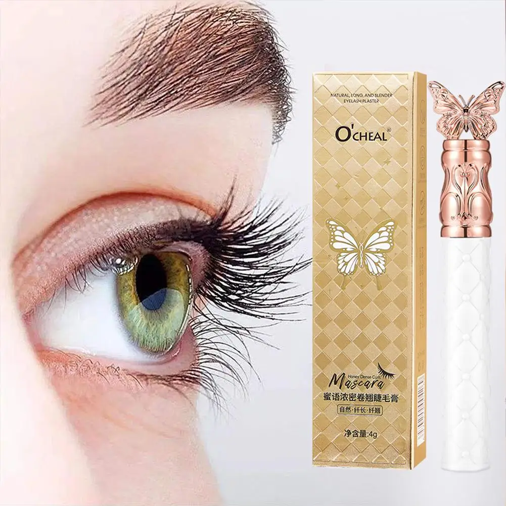 Mascara preta para maquiagem de extensão de cílios, duradoura, seda com fibra de rímel, escova natural de cílios, grossa, impermeável, 3D, P4W6, 1PC