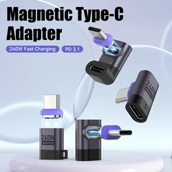PD 240W Type-C Magnetic Adapter PD3.0 Fast Charging Right Angle USB C Connector Extender for iPhone 16 Macbookair Samsung