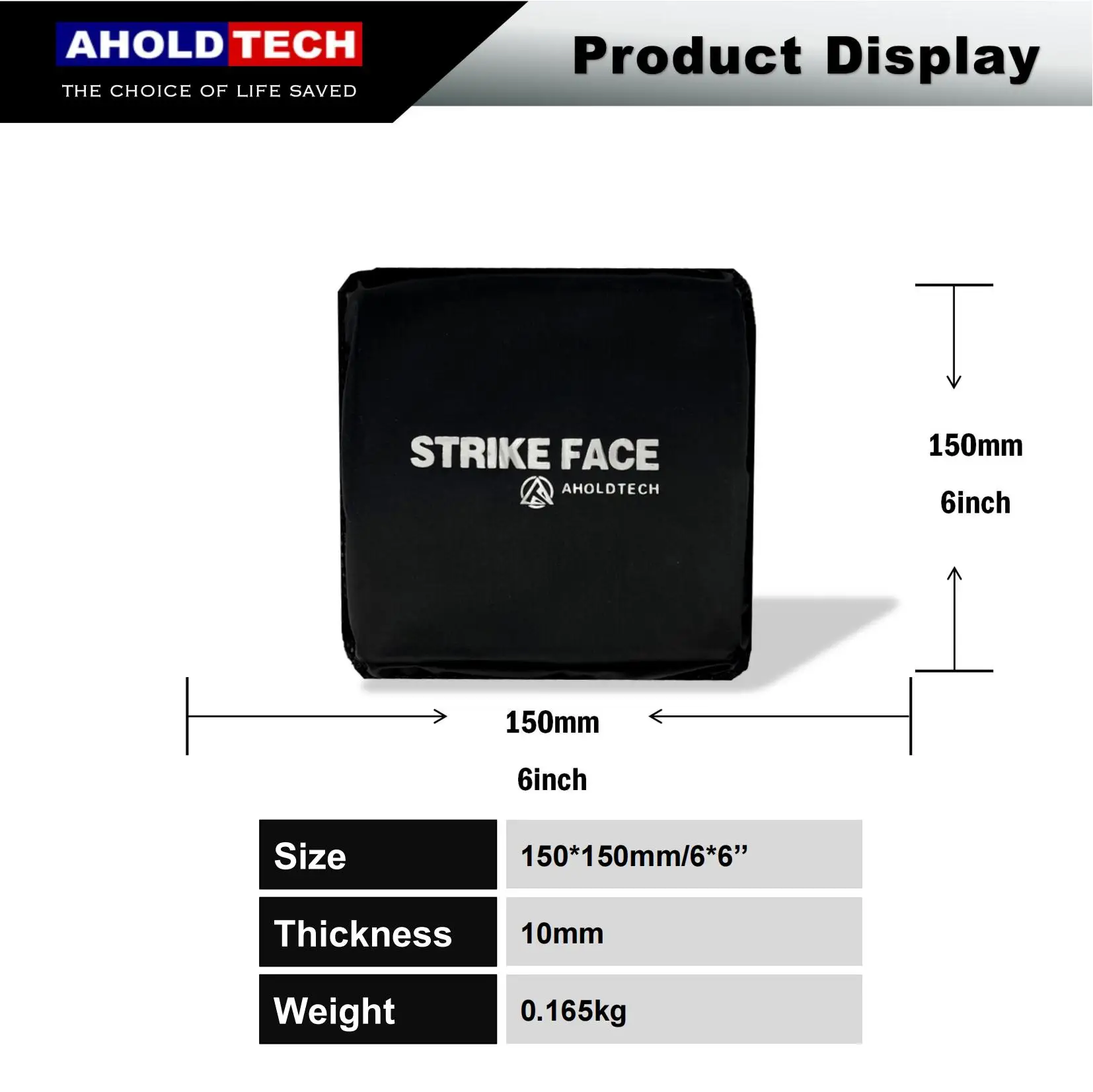 Aholdtech ST02 6X6 150*150 NIJ IIIA 3A Weiche kugelsichere Platte Ballistische Weste Kugelsichere Platte Seite Taille Rüstung Panel