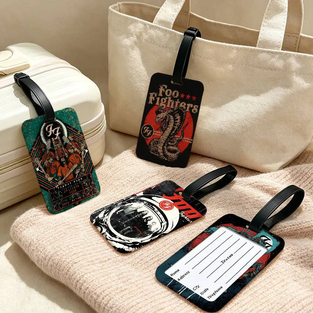 Foo Fighters Band Universal PVC Luggage Tag Anti lost With Information Card Suitcase Backpack Identification Label