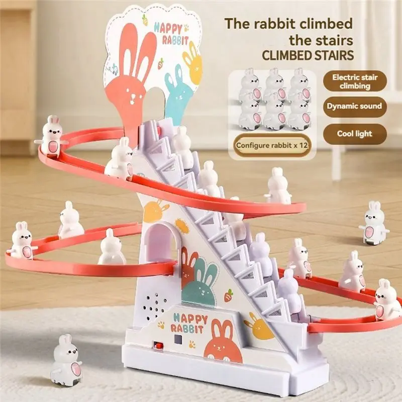 B49B-Bunny Climbing Stairs Track Automatic Slide Macey Bunny Climbing Stairs Children's ,