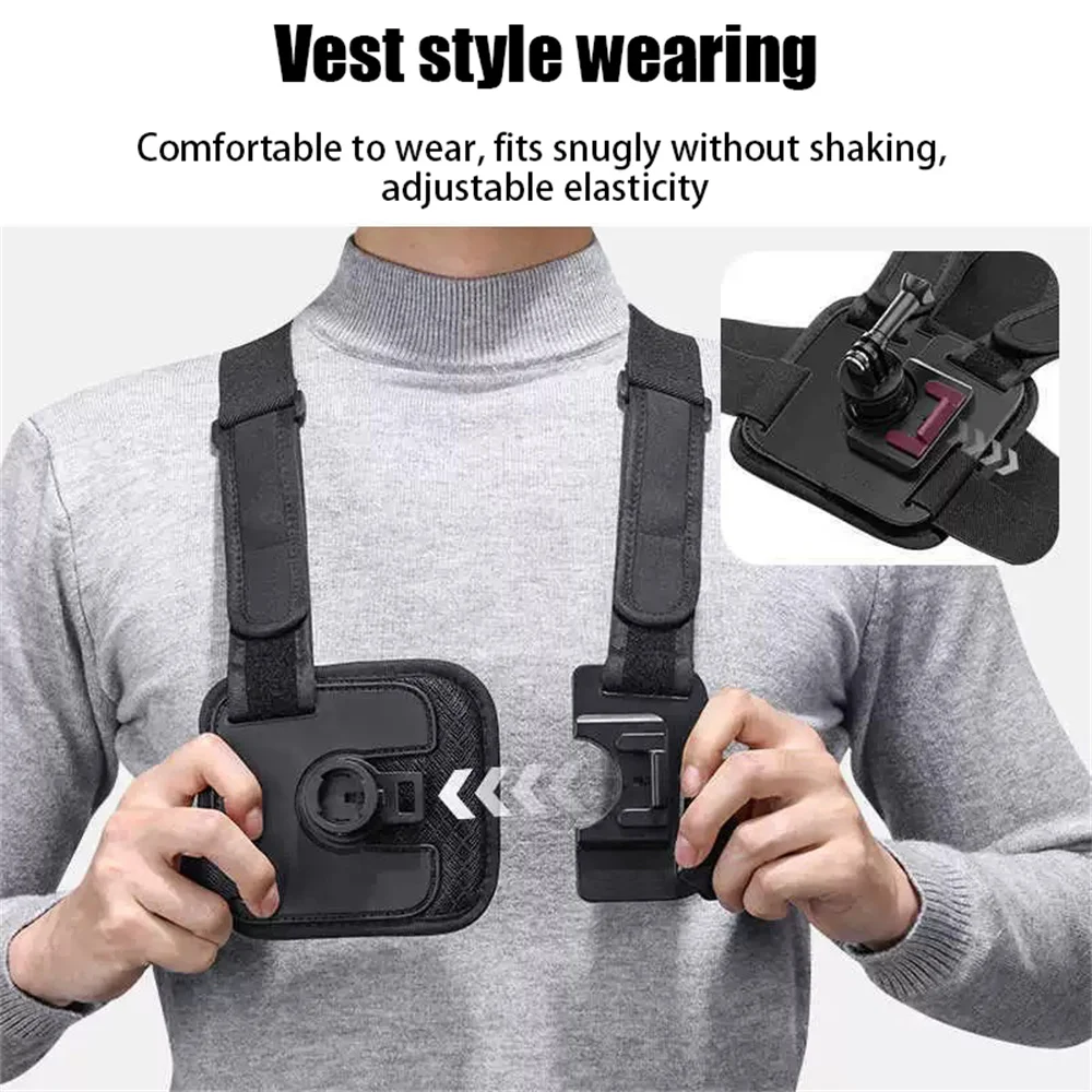 YX22 Go-Quick II Magnetic Chest Strap for Action Camera Mobile Phone 180° Tilt Quick Release Mount for Gopro Phone Sports