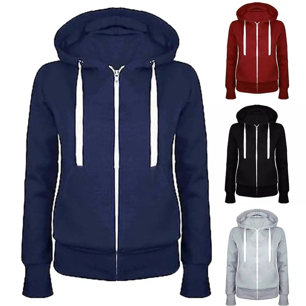 

Hoodie Hood Simple Jacket Fashion Women Casual Coat Womens Drawstring Hooded Coats Sport Fitness Fleece Sweatshirt Zip Jackets