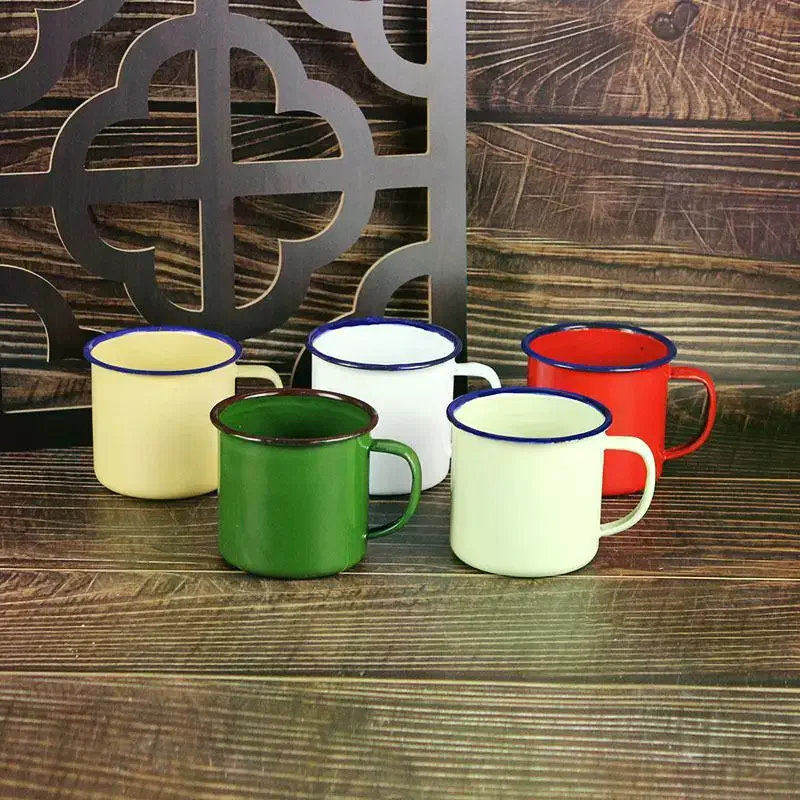 Enamel Tea Mugs Lead Free Custom Personalized Logo Multiple Colors Sizes for Home Office Camping Gift