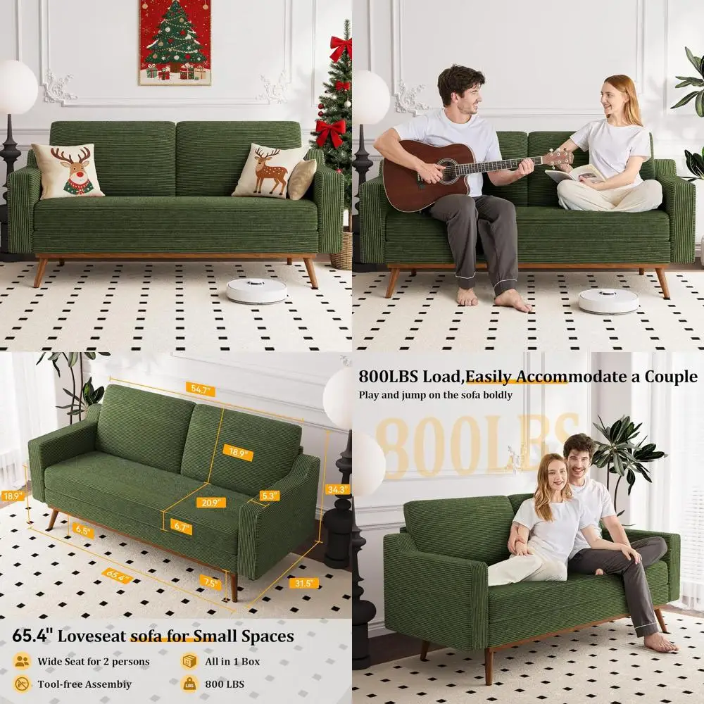 

Зеленый вельветовый диван-софа с пружинной подушкой, в стиле века, идеально подходит для небольших помещений, простая сборка