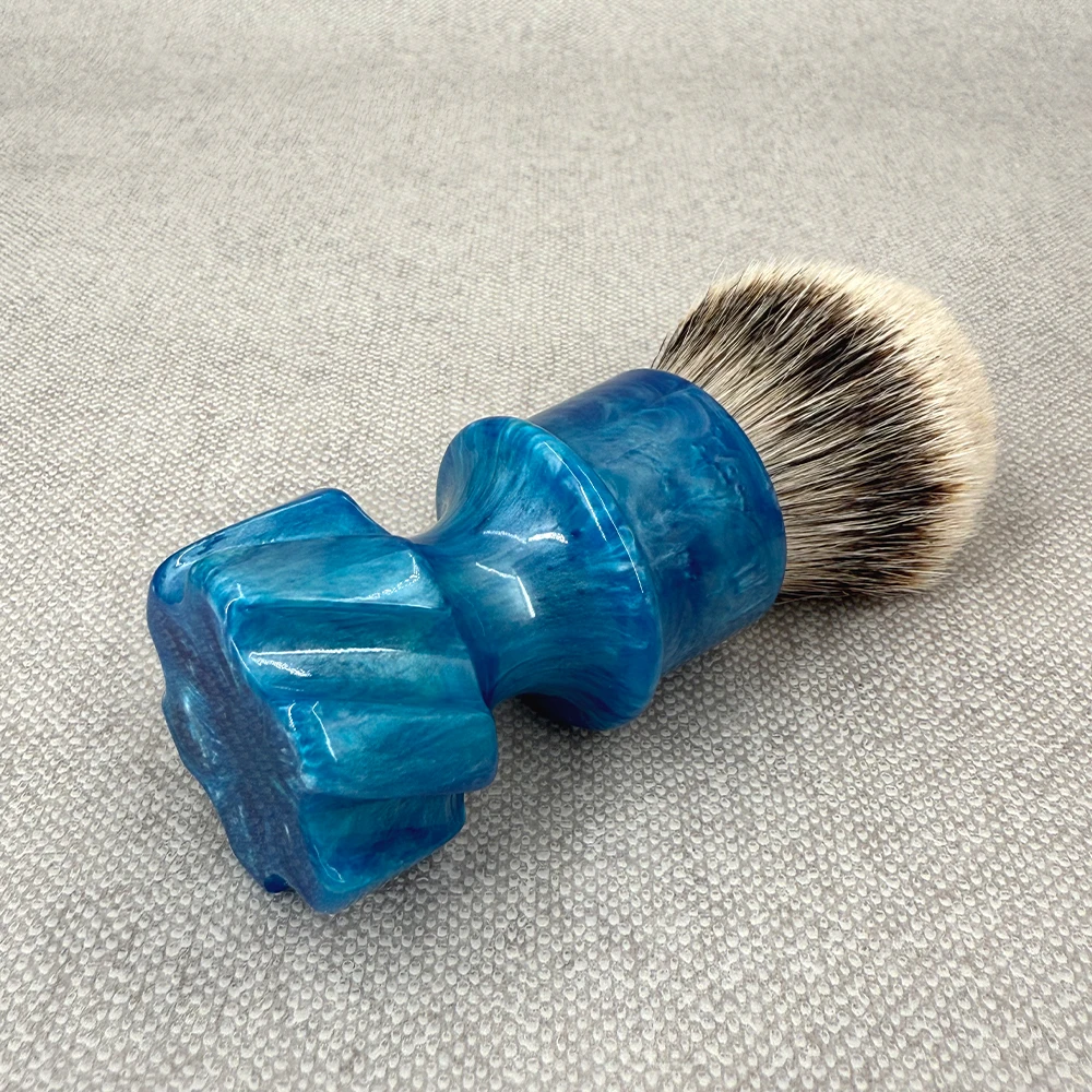 GDMG Shaving Brush - Extra Dense Bristle Pattern with Special Small Base and Vortex Blue Handle