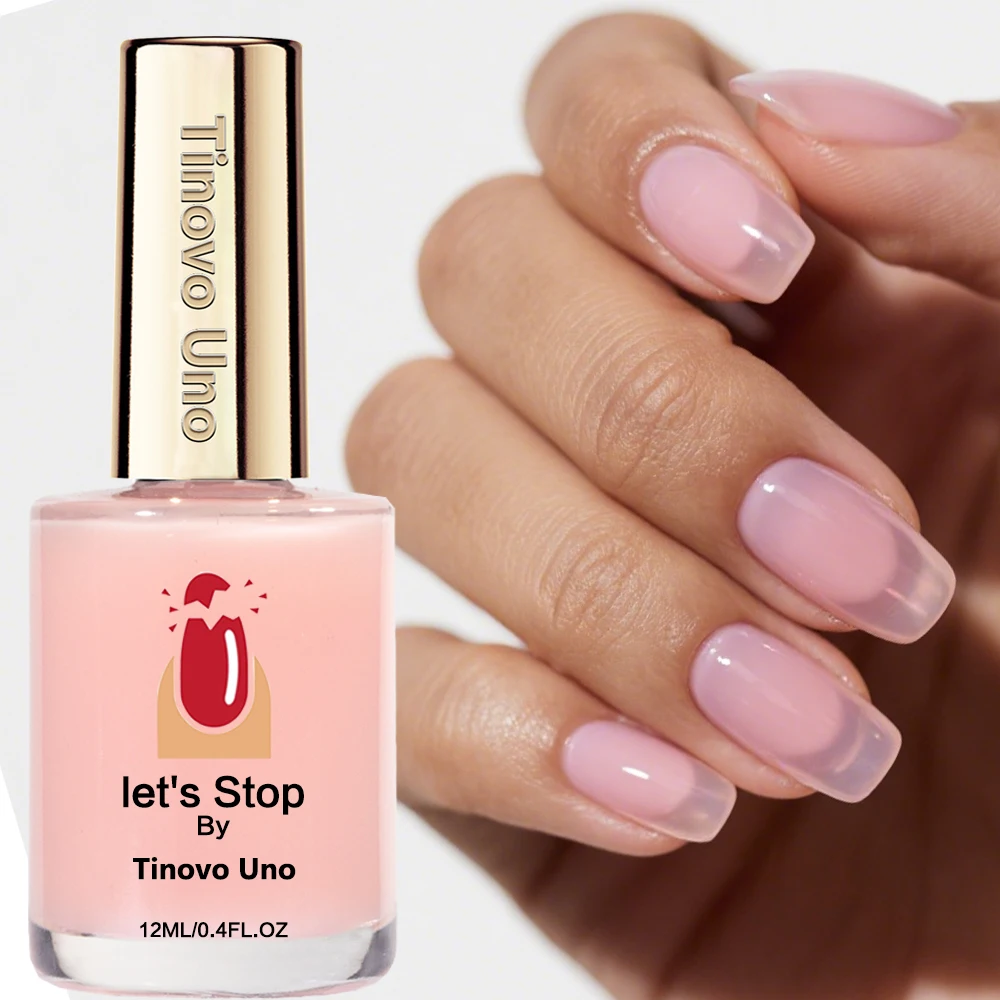 Tinovo Uno Natural Pink Nail Strengthener Lets Stop Brittle Soft Nails Hardener Keratin Nail Art Treatment Base Growth Oil Care