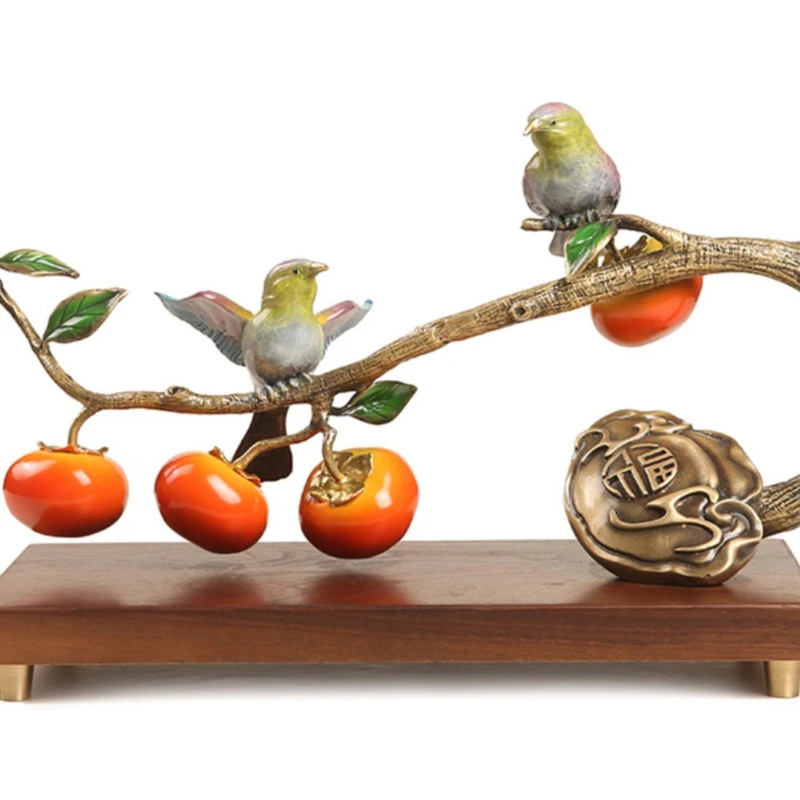 Brass persimmon Ruyi all-copper ornament new Chinese home living room porch wine cabinet office