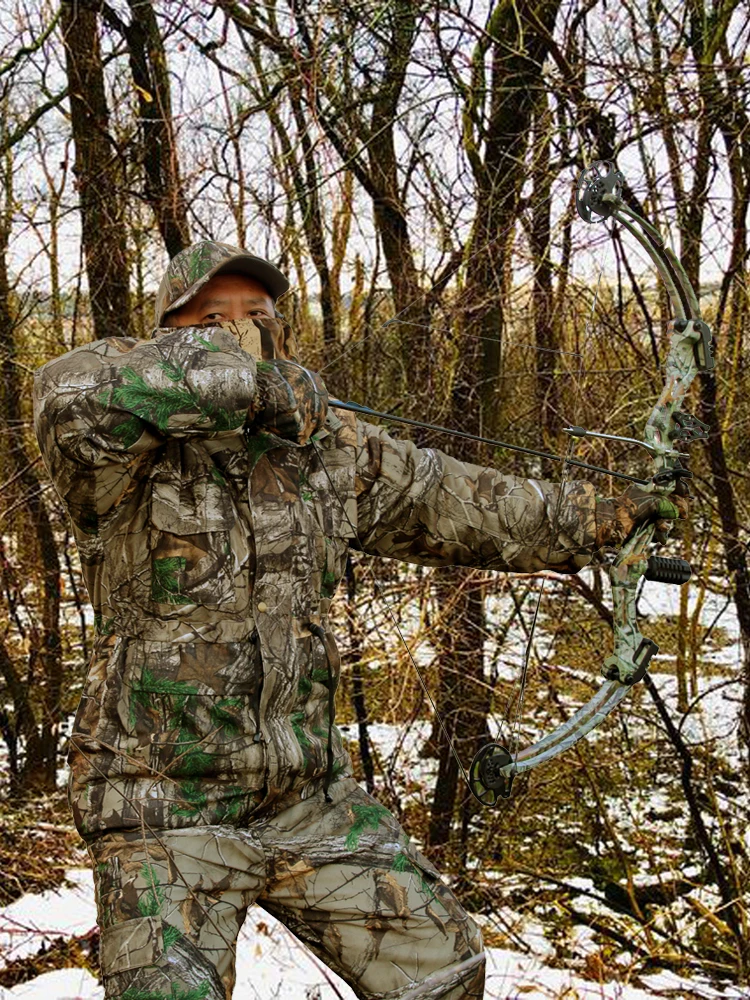 Winter Thermal Wind Waterproof  Tactical Hiking Windbreaker Soft Breathable Wear Resistant Bionic Camo Hunting Fishing Clothes