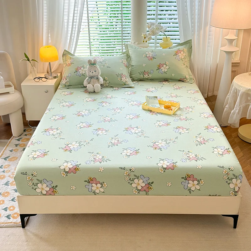 Cute Flowers Fitted Bed Sheet Deep Pocket Mattress Floral Farmhouse 100%Cotton Luxury Soft Lightweight Bedding Set 2 Pillowcases