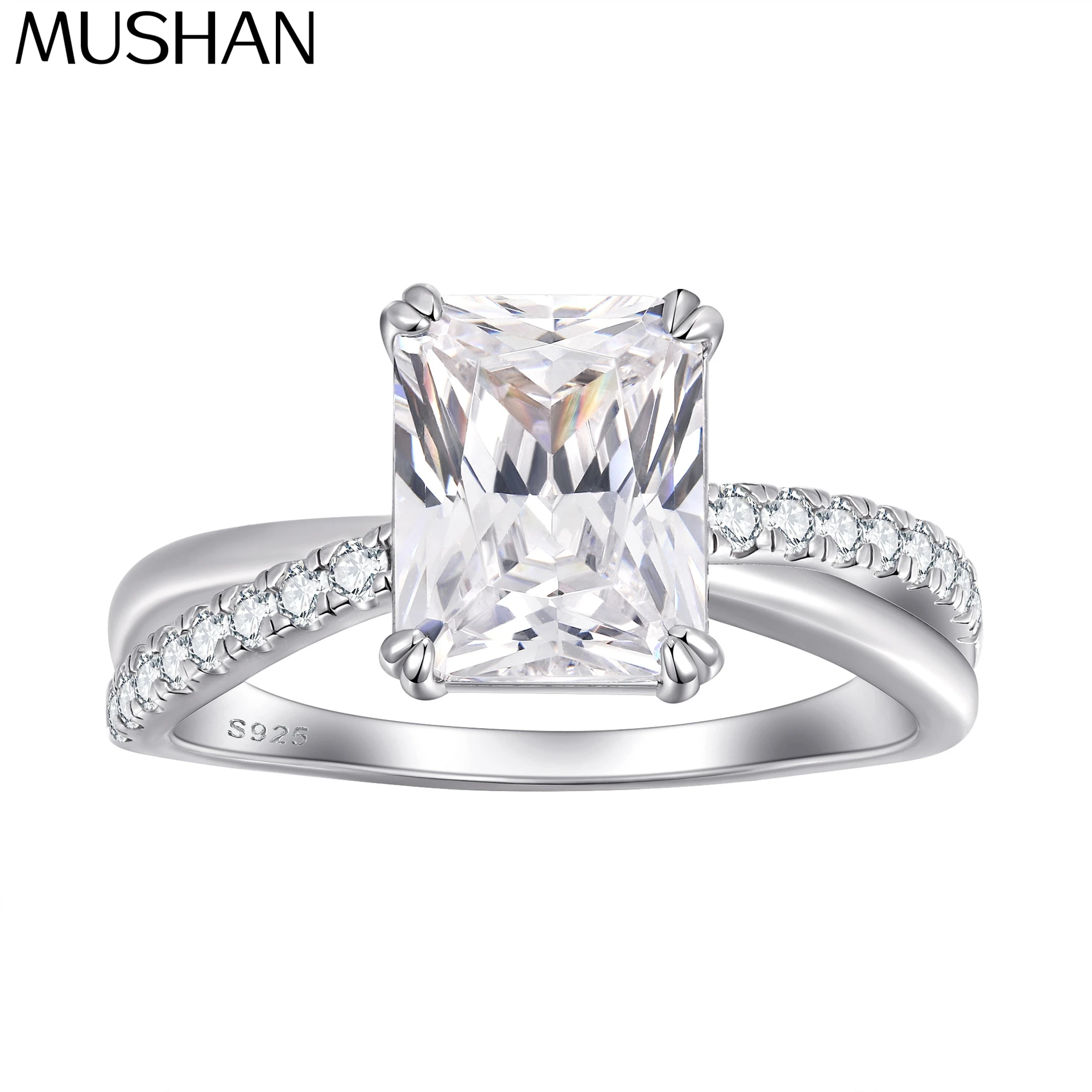 

MuShan Brand Jewelry 925 Sterling Silver Ring Cubic Zirconia 5A Round Daytime for Girlfriend 18K Gold Plated Fine Jewelry Rings