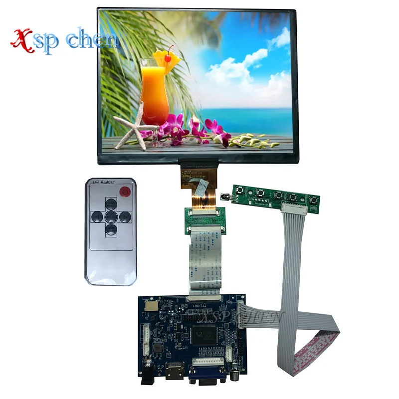 

8 Inch 4:3 IPS 1024X768 Flat HD LCD Monitor HJ080IA-01E Control Display Driver Board Portable Plastic Enclosure Stand