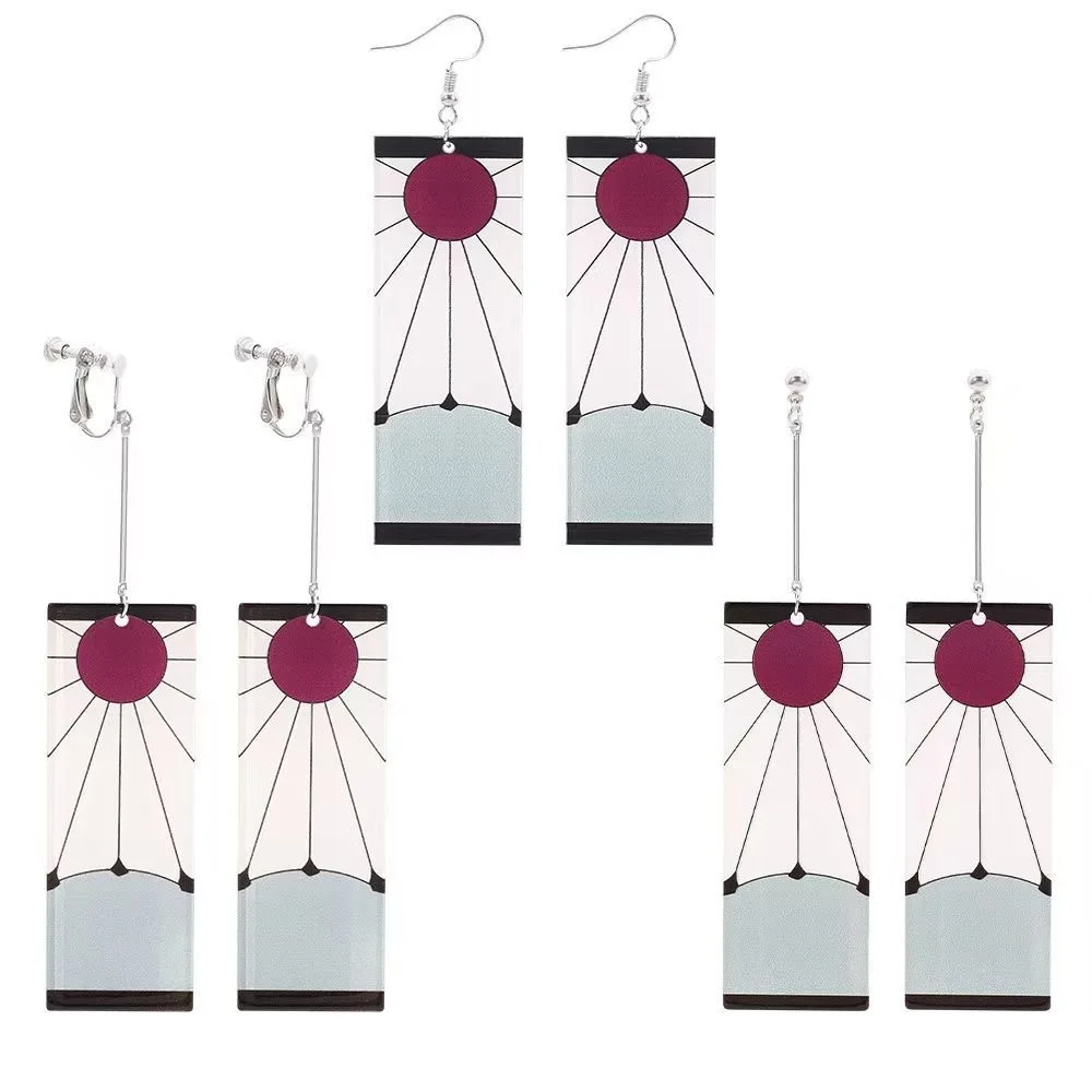 Hot Anime Demon Slayer Charm Earrings Earrings Sun Goddess Tanjiro Personality Wild Earrings Ear Clips Party Accessories Gifts